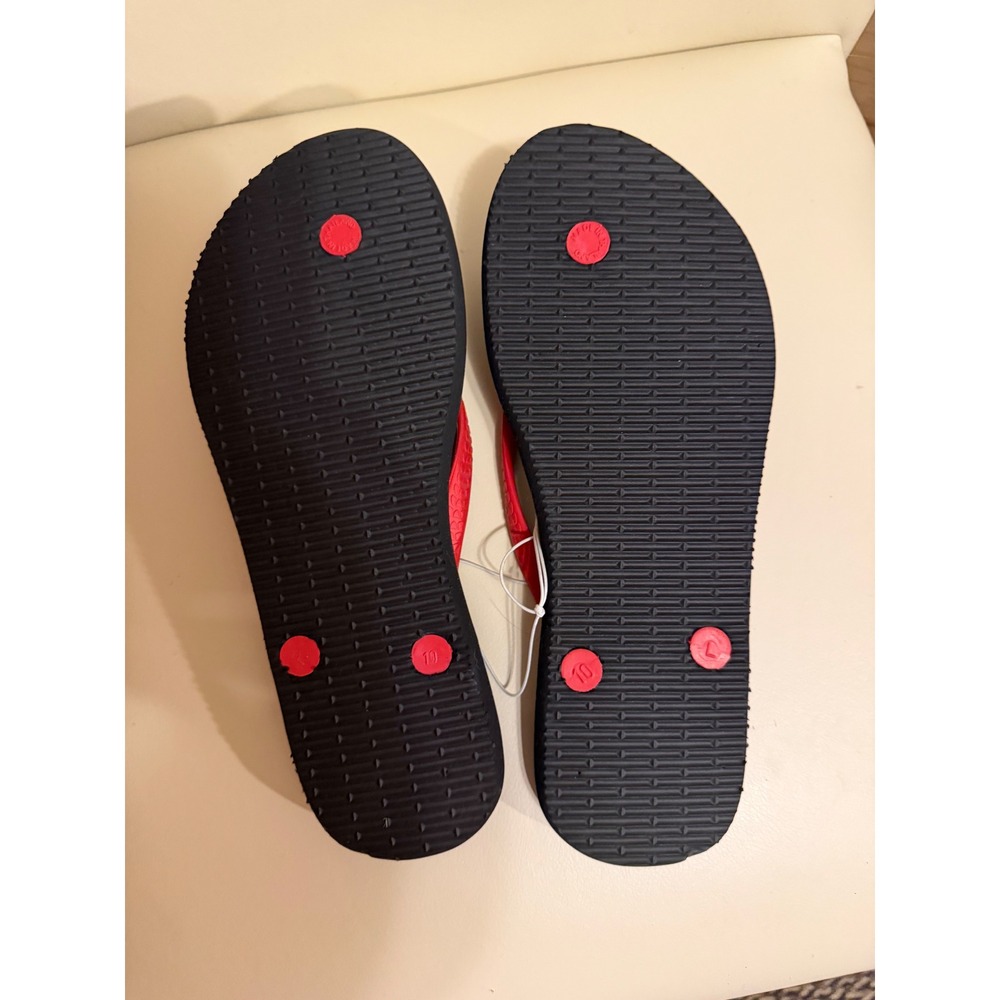 Huggoes Womens Flip Flops Black Red Thong Sandals Size 9 Casual Beach Pool Shoes - Picture 2 of 3